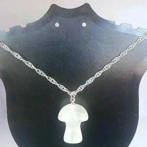 Stone Mushroom Silver Necklace